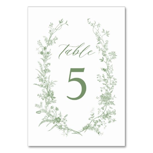 Salie Groene Toile Klassieke Bloemige Bruiloft Kaart (Voorkant)