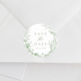 Salie Groene Toile Victoriaanse Trouw Huwelijk Uit Ronde Sticker