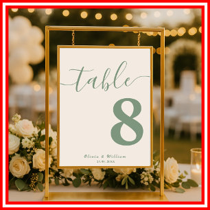 Salie Groene Trouw FOTO Tafel Nummer  Poster