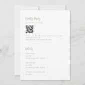Salie Groene Trouw Minimalistische Moderne QR Code Kaart (Achterkant)