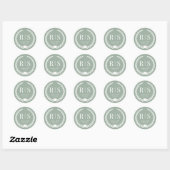 Salie Groene Trouw Monogram Initiaal Ronde Sticker (Vel)