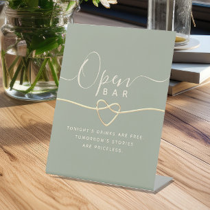 Salie Groene Trouw Open Bar Reclamebord Met Voetstuk