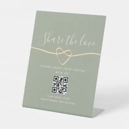 Salie Groene Trouw QR-code Bord – Deel de Liefde Reclamebord Met Voetstuk
