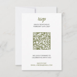 Salie Groene Trouw RSVP met QR-code Kaartje
