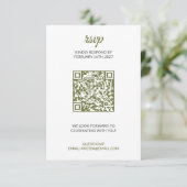 Salie Groene Trouw RSVP met QR-code Kaartje (Staand voorkant)