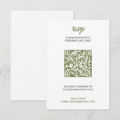 Salie Groene Trouw RSVP met QR-code Kaartje (Voorkant / Achterkant)