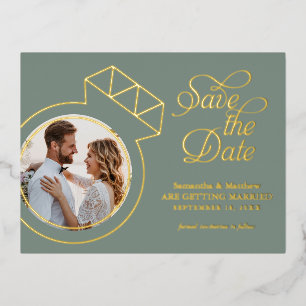 Salie groene trouw save the date foto folie uitnodiging briefkaart