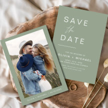 Salie Groene Trouw Save the Date Foto Minimalistis