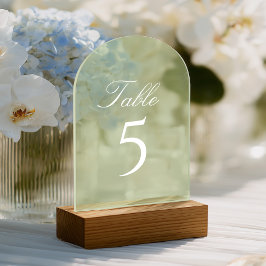 Salie Groene Trouw Tafel Nummer Acryl Uitnodigingen