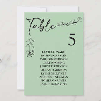 Salie Groene Trouw Tafel Nummer Zitplaats Chart Kaart