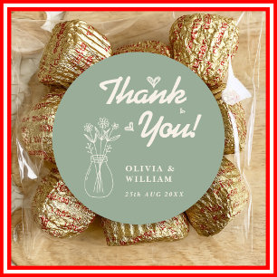 Salie Groene Trouw   Wilde Bloemen Ronde Sticker