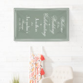 Salie Groene Trouw Witte Script Welkom Achtergrond Spandoek (Insitu)