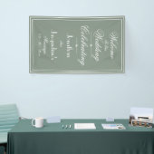 Salie Groene Trouw Witte Script Welkom Achtergrond Spandoek (Beurs)