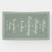 Salie Groene Trouw Witte Script Welkom Achtergrond Spandoek (Horizontaal)