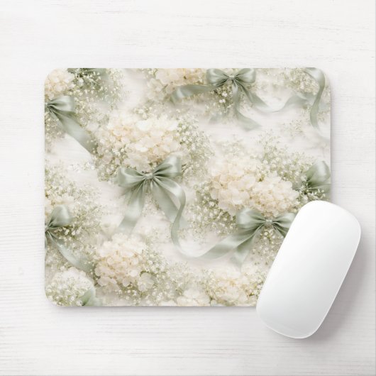 Salie Groene Trouwbogen en Hydrangea Bloemen Muismat (Met muis)