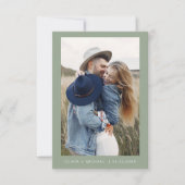 Salie groene trouwdag opslag met foto minimalistis save the date (Voorkant)