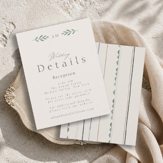 Salie Groene Trouwdetails Kaart met Patroon Achter