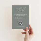 Salie-groene Trouwdetails Kaart met QR-code