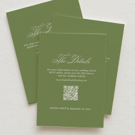Salie Groene Trouwdetails RSVP Qr Code Informatiekaartje