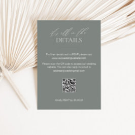 Salie Groene Trouwdetailskaart met QR-code RSVP Kaartje