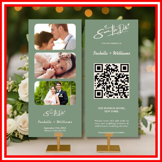 Salie Groene Trouwfoto QR-code Save The Date