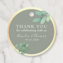 Salie Groene Trouwgunsttag met Groene Bladeren Bedankjes Labels