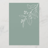 Salie Groene Trouwmenu met bloemschilderkunst Menu (Achterkant)