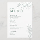 Salie Groene Trouwmenu met bloemschilderkunst Menu (Voorkant)