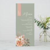 Salie Groene Trouwmenu met gastnaam Menu (Staand voorkant)