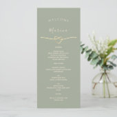 Salie Groene Trouwmenu met gastnaam Menu (Staand voorkant)