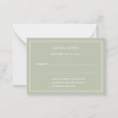Salie groene trouwreactie RSVP Notitiekaartje (Voorkant)