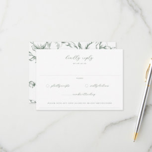 Salie Groene Tuin Bloemige Trouw RSVP Kaartje