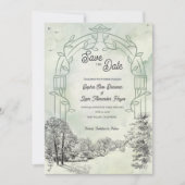 Salie Groene Tuinboog Bruiloft Save The Date (Voorkant)