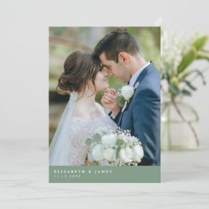 Salie Groene Twee Foto Huwelijk Dankkaart Bedankkaart