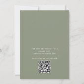 Salie groene typografie script bruiloft + QR detai Kaart (Achterkant)