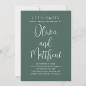 Salie groene typografie script bruiloft + QR detai Kaart (Voorkant)