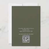 Salie groene typografie script bruiloft + QR detai Kaart (Achterkant)