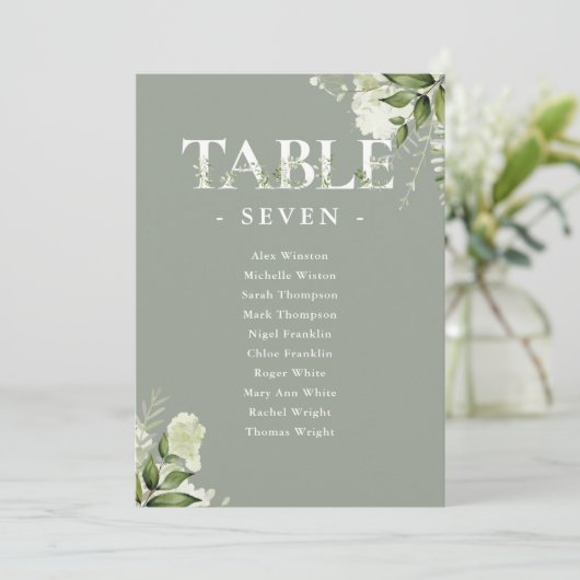 Salie Groene Typografie Zitplaats Plan Tafel Numme (Staand voorkant)
