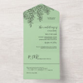 Salie Groene Varensblad Huwelijk All In One Uitnodiging (Binnen)