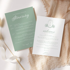 Salie Groene Victoriaanse Wapen Welcome/Itinerary Kaart