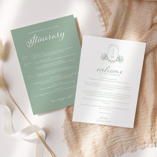 Salie Groene Victoriaanse Wapen Welcome/Itinerary Kaart