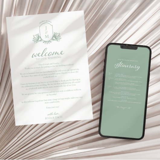 Salie Groene Victoriaanse Wapen Welcome/Itinerary Kaart