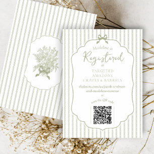 Salie Groene Vintage Bloem Boog Cute Bruids Shower Informatiekaartje