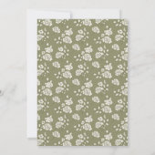 Salie Groene Vintage Bloem Bruiloft Kaart (Achterkant)