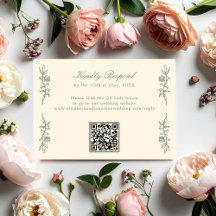 Salie Groene Vintage Bloemen Bruiloft RSVP QR Code