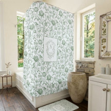 Salie Groene Vintage Bloemendessin met Wapenschild