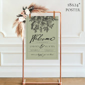 Salie Groene Vintage Bloemrijke Script Bruiloft We Poster