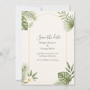 Salie Groene Vintage Boog Hawaii Bloemige Trouw Kaart