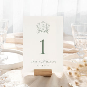 Salie Groene Vintage Crest Trouwen Kaart