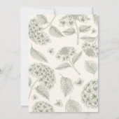Salie Groene Vintage Hydrangea Bruidsfeest Kaart (Achterkant)